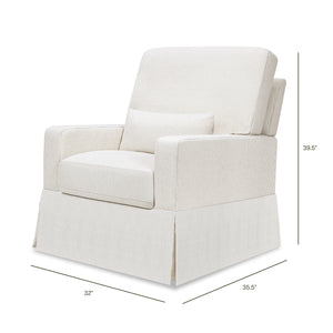 Crawford Pillowback Comfort Swivel Glider in Fog Chatham Stripe Performance Eco-Weave