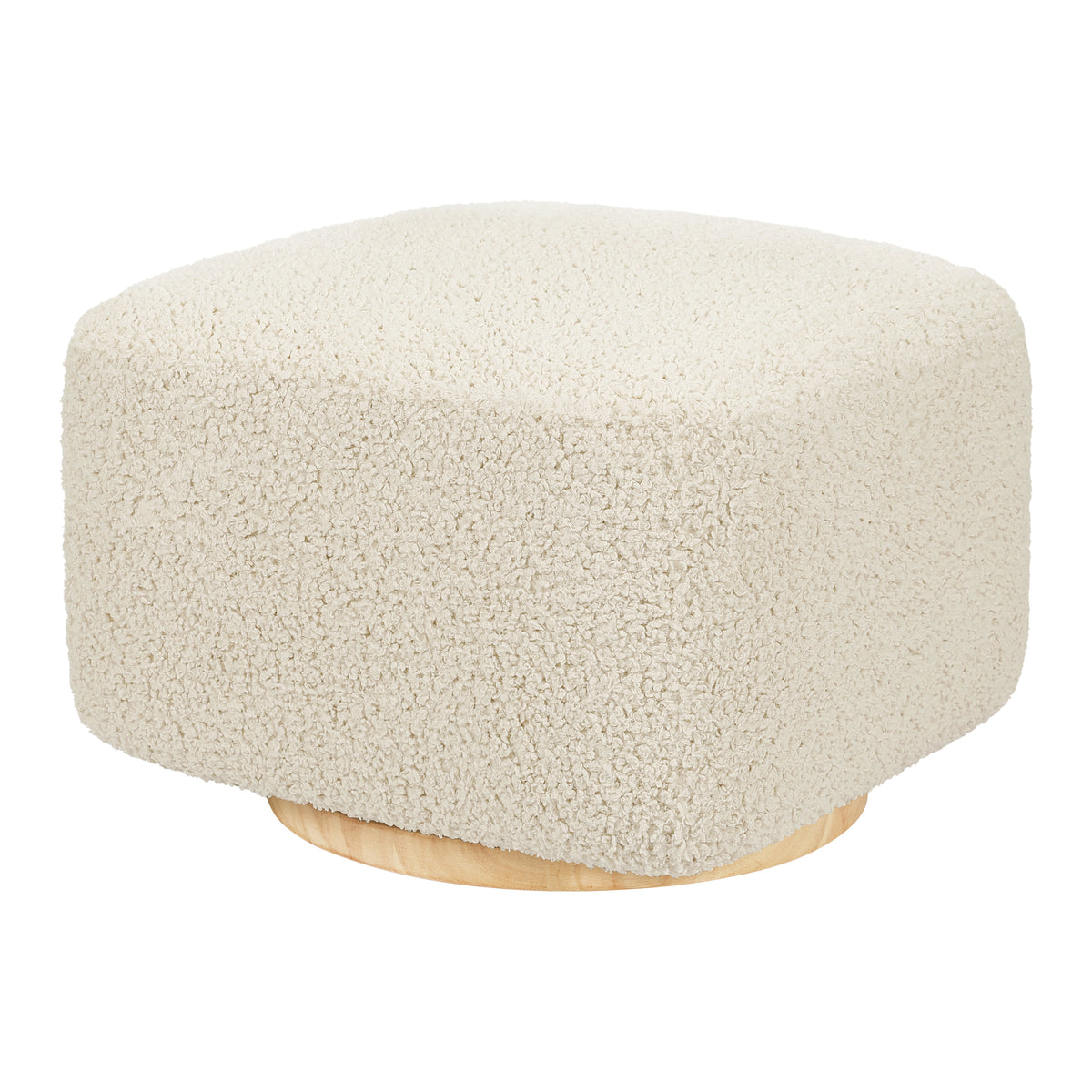 Kiwi Gliding Ottoman in Almond Teddy Loop with Light Wood Base