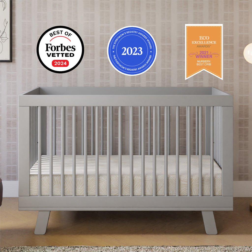 Hudson 3-in-1 Convertible Crib with Toddler Bed Conversion Kit in Grey