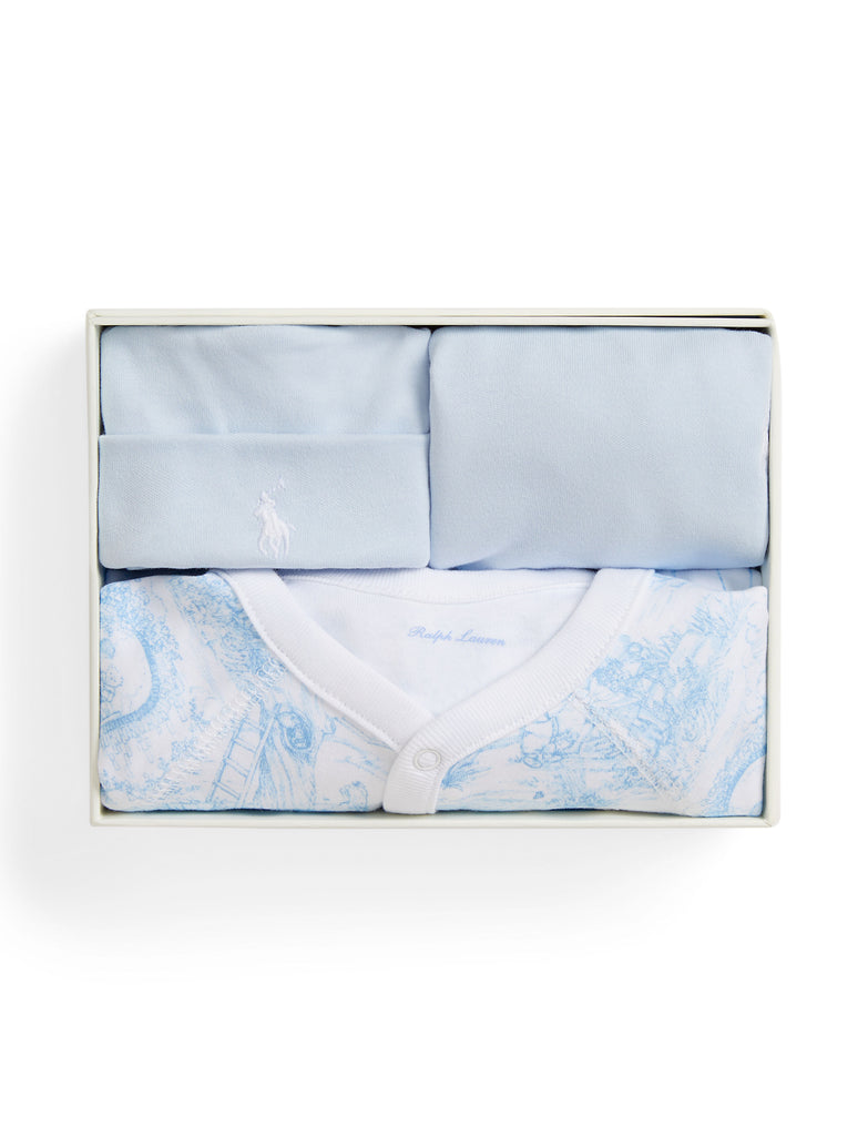 3-Piece Box Set in Blue Toile