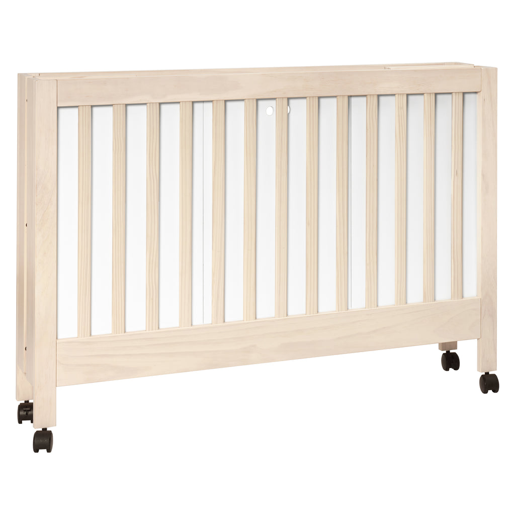 Maki Portable Folding Crib with Toddler Bed Conversion Kit in Washed Natural