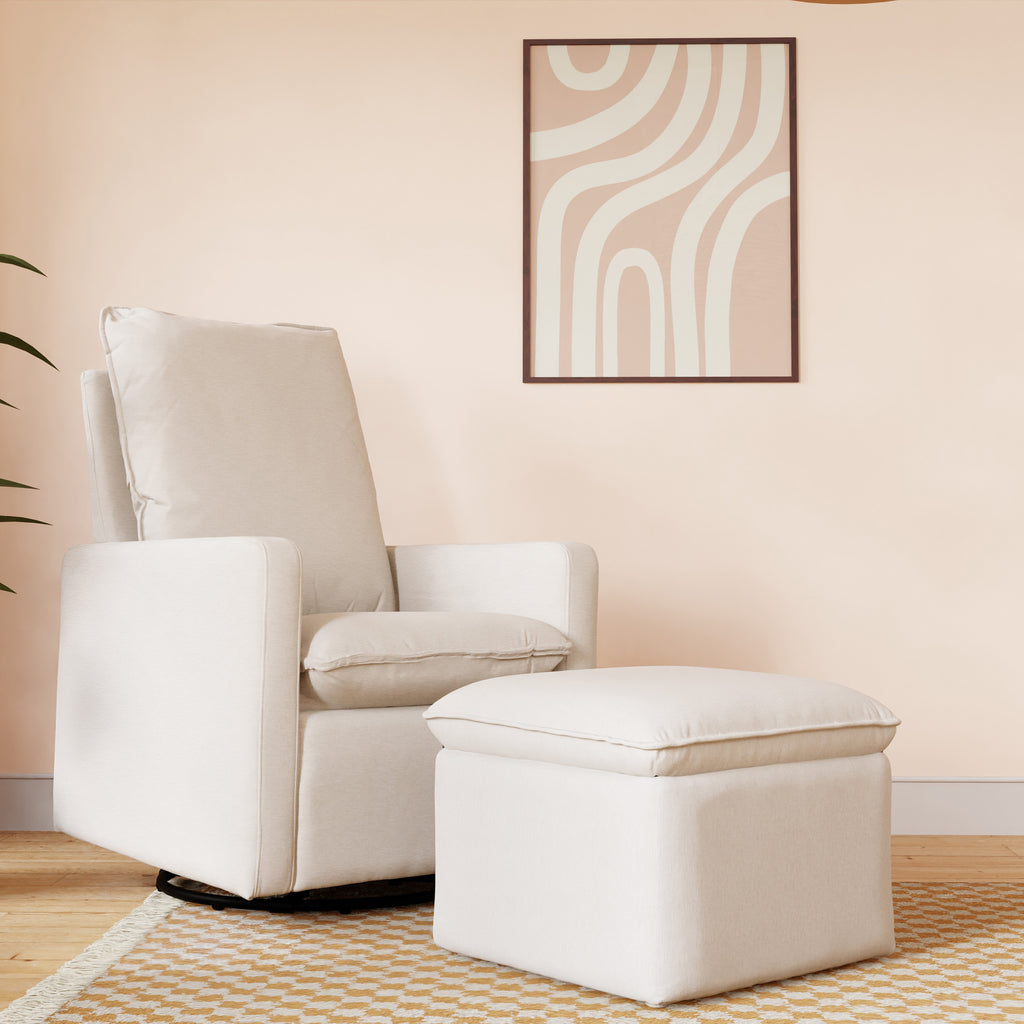 Cali Storage Ottoman in Eco-Performance Fabric | Water Repellent & Stain Resistant in Performance Cream Eco-Weave