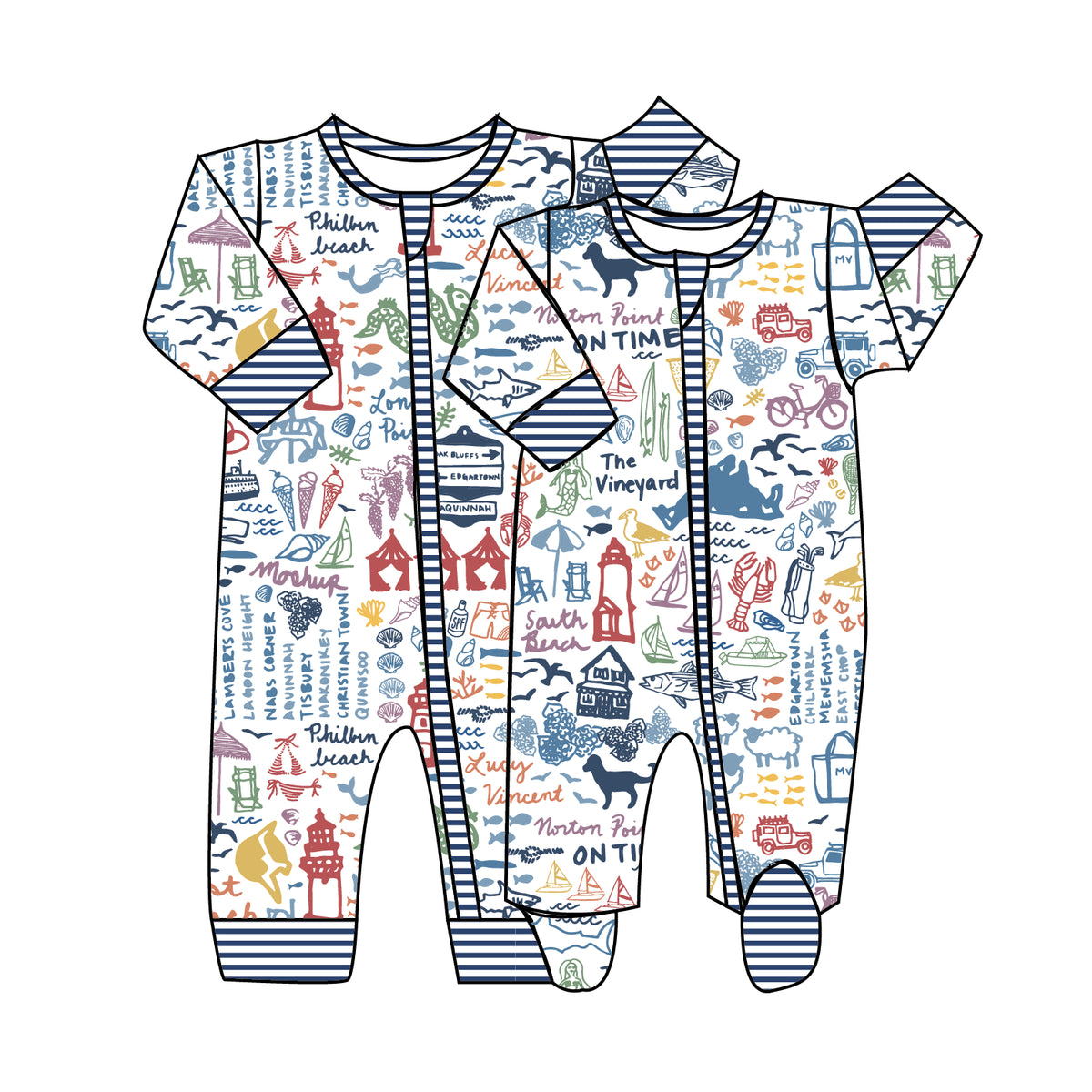 Joy Street Martha's Vineyard Zip Onesie CAD, multi