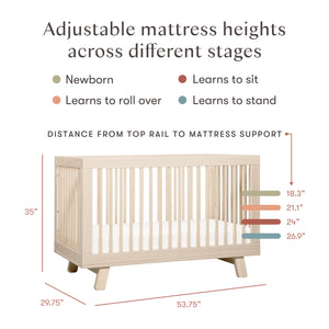 Hudson 3-in-1 Convertible Crib with Toddler Bed Conversion Kit in Washed Natural