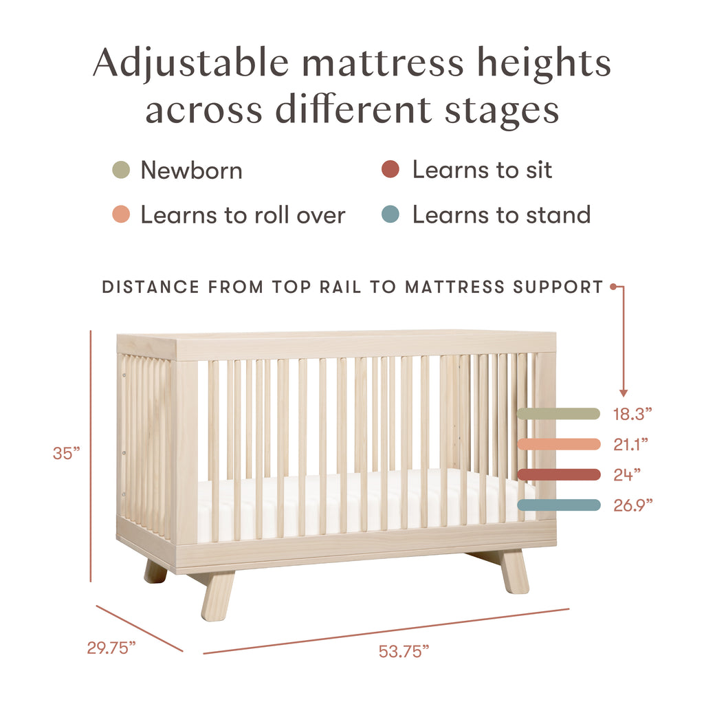 Hudson 3-in-1 Convertible Crib with Toddler Bed Conversion Kit in Natural