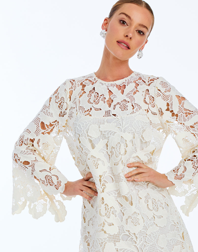 Mira Lace Mini Dress in Ivory