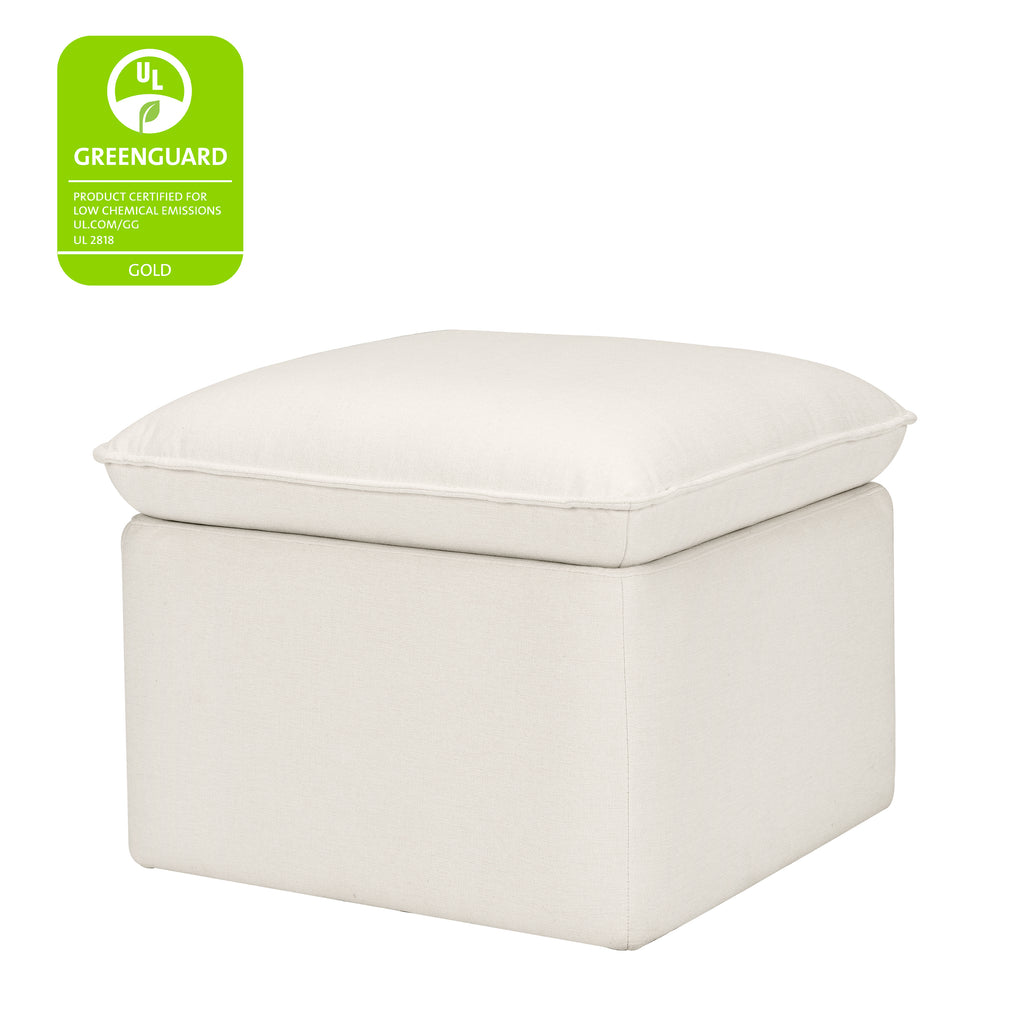 Cali Storage Ottoman in Eco-Performance Fabric | Water Repellent & Stain Resistant in Performance Cream Eco-Weave