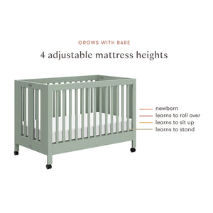 Maki Portable Folding Crib with Toddler Bed Conversion Kit in Light Sage