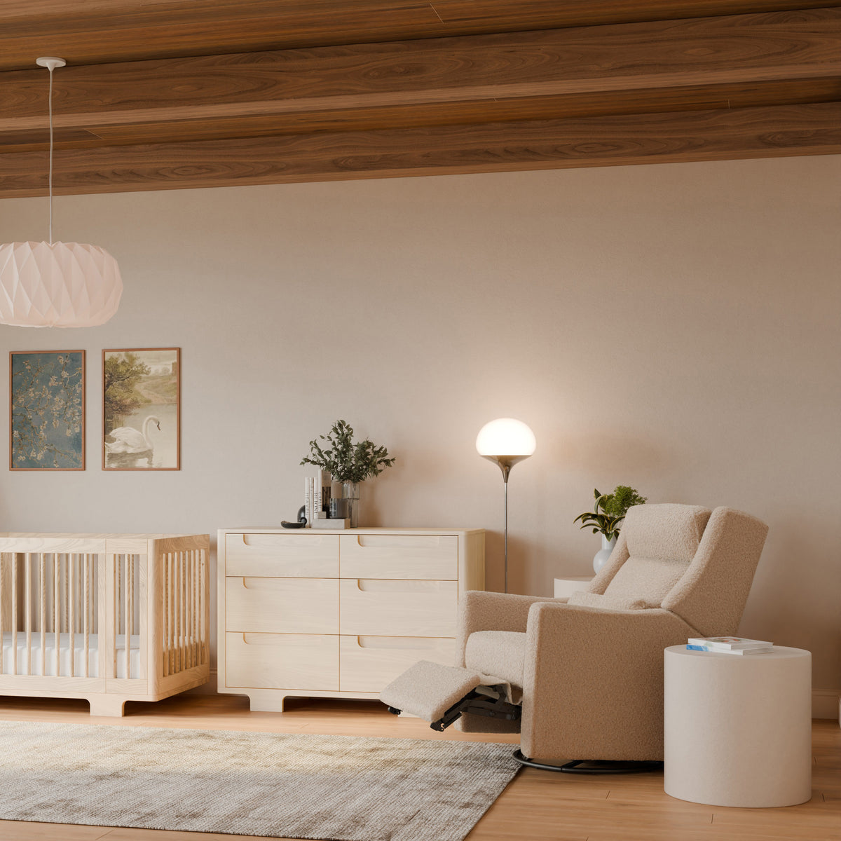 Kiwi Plus Power Recliner and Swivel Glider with Power Adjustable Headrest and USB Port in Chai Shearling