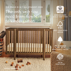 Pogo 8-in-1 Convertible Crib with All-Stages Conversion Kits in Natural Walnut