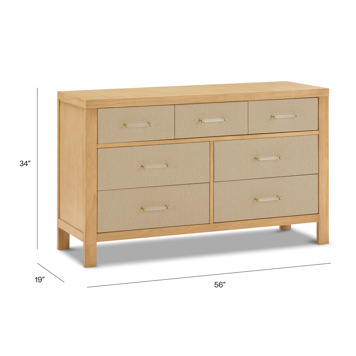 Eloise 7-Drawer Assembled Dresser in Honey and Performance Sand Eco-Weave