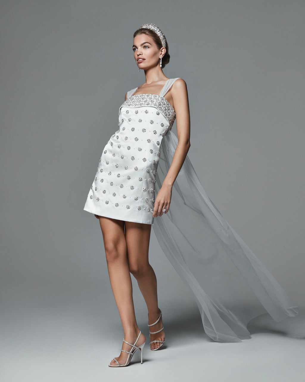 The Ness Mini Dress with Detachable Train and Straps