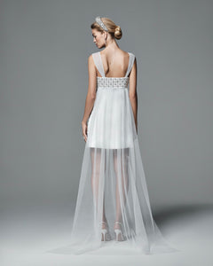 The Ness Mini Dress with Detachable Train and Straps