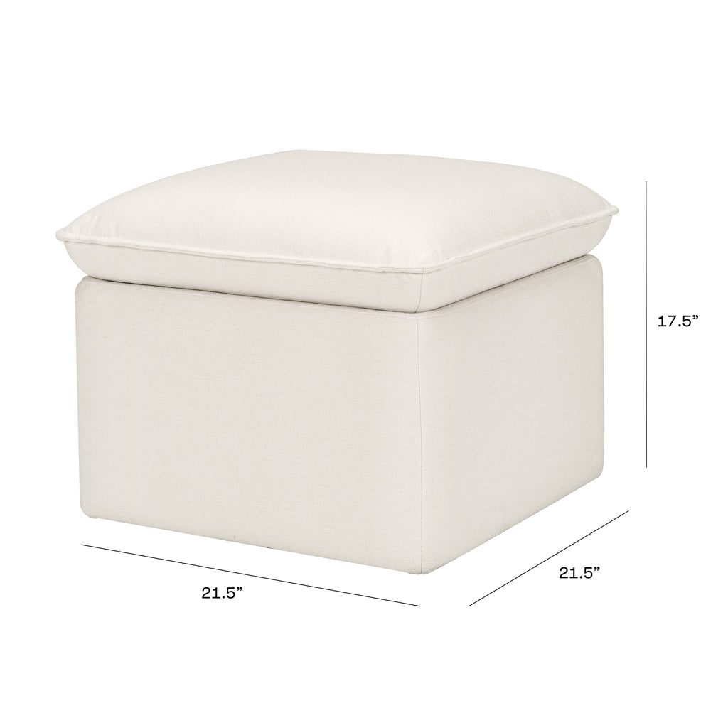Cali Storage Ottoman in Eco-Performance Fabric | Water Repellent & Stain Resistant in Performance Cream Eco-Weave