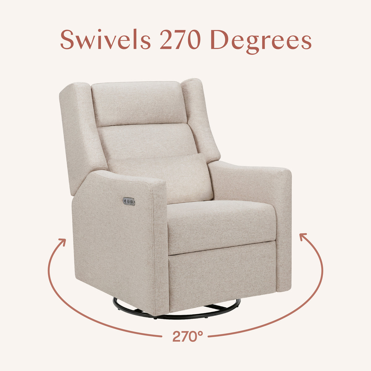 Kiwi Plus Power Recliner and Swivel Glider with Power Adjustable Headrest and USB Port in Performance Beach Eco-Weave
