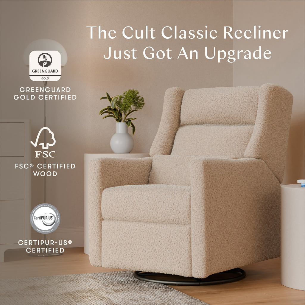 Kiwi Plus Power Recliner and Swivel Glider with Power Adjustable Headrest and USB Port in Chai Shearling