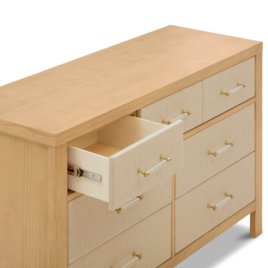 Eloise 7-Drawer Assembled Dresser in Honey and Performance Sand Eco-Weave