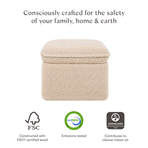 Cali Storage Ottoman in Shearling in Chai Shearling