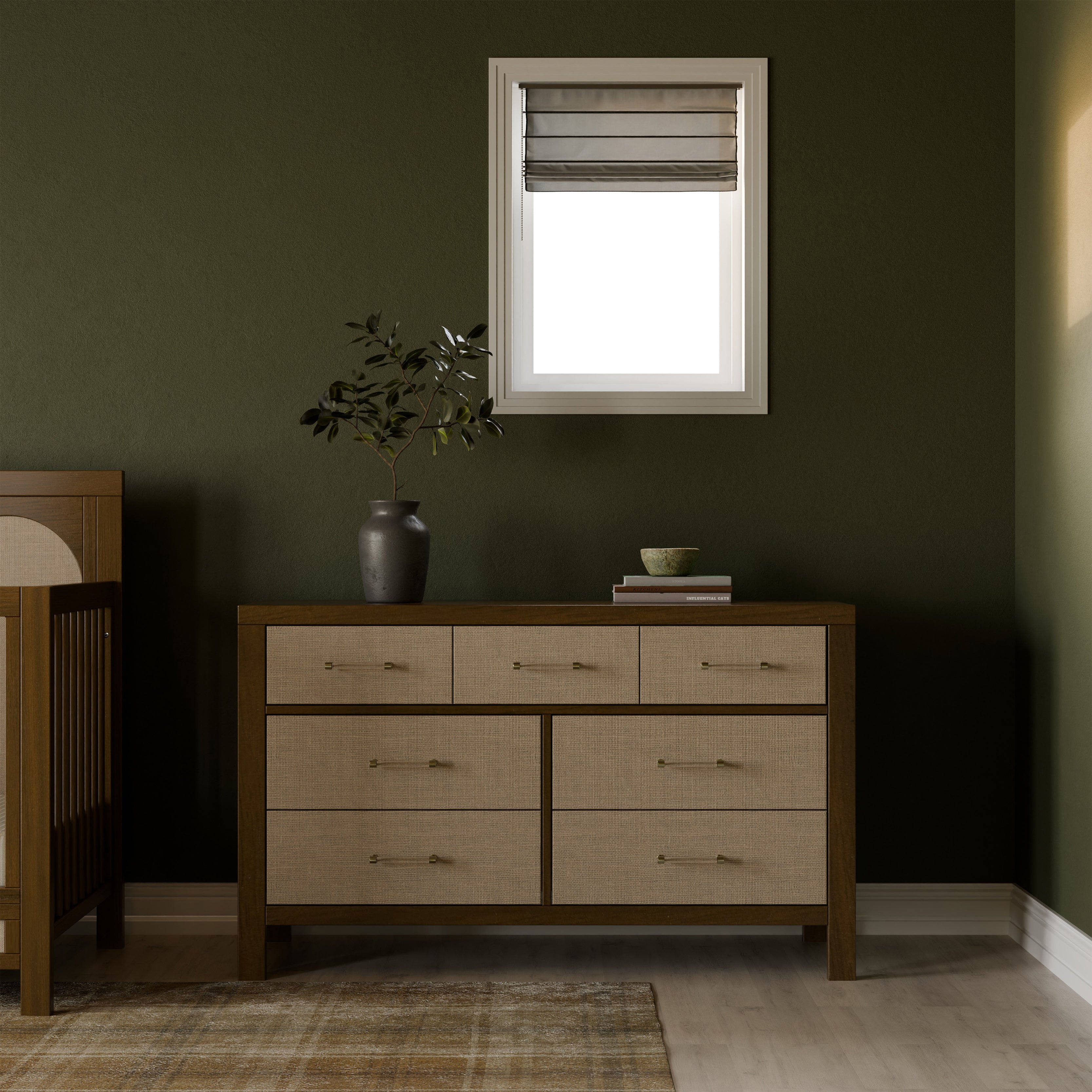 Eloise 7-Drawer Assembled Dresser in Natural Walnut & Performance Sand Eco-Weave