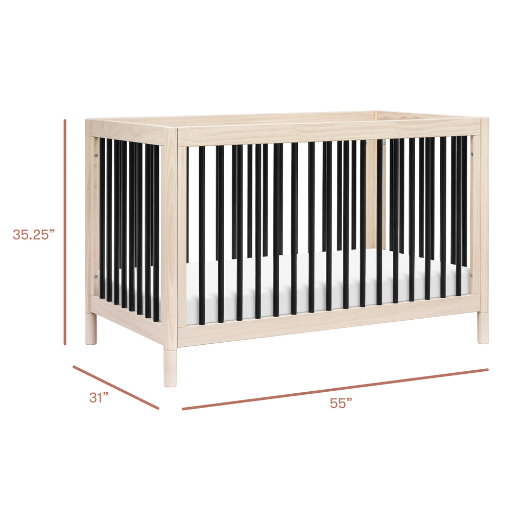 Gelato 4-in-1 Convertible Crib with Toddler Bed Conversion Kit in Washed Natural & Black