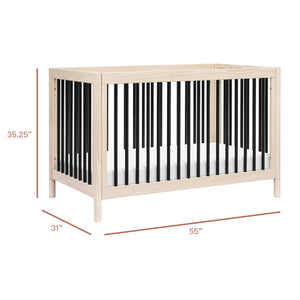 Gelato 4-in-1 Convertible Crib with Toddler Bed Conversion Kit in Washed Natural & Black