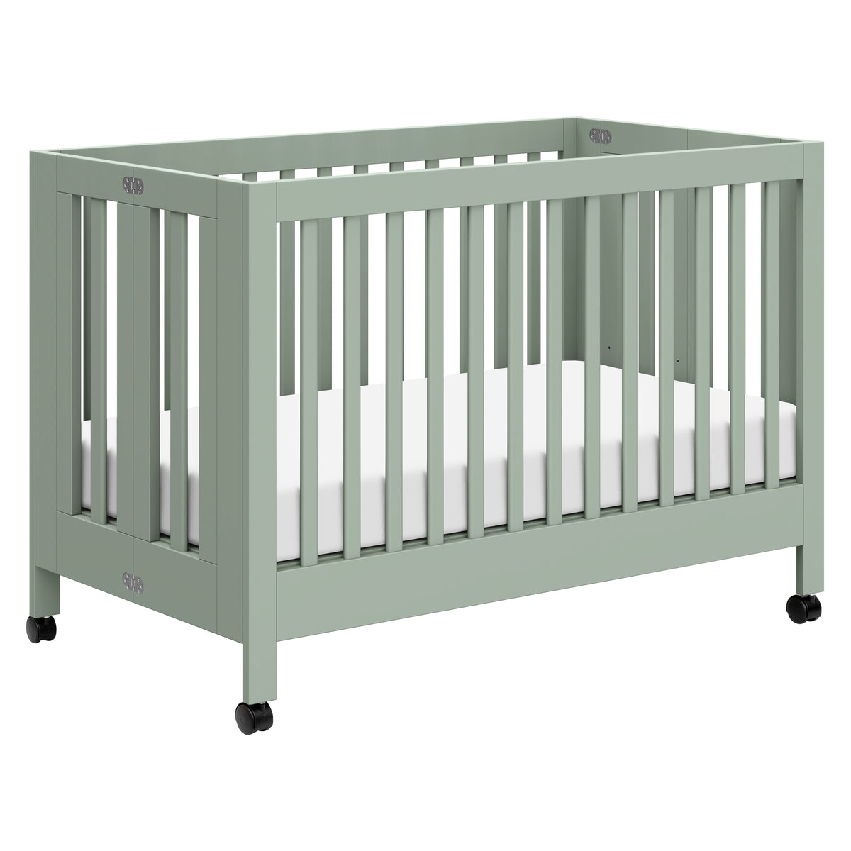 Maki Portable Folding Crib with Toddler Bed Conversion Kit in Light Sage