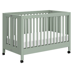 Maki Portable Folding Crib with Toddler Bed Conversion Kit in Light Sage