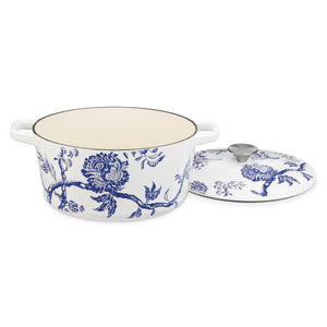 Caskata® 5 Qt. Round Covered Casserole - Floral Landscape in White