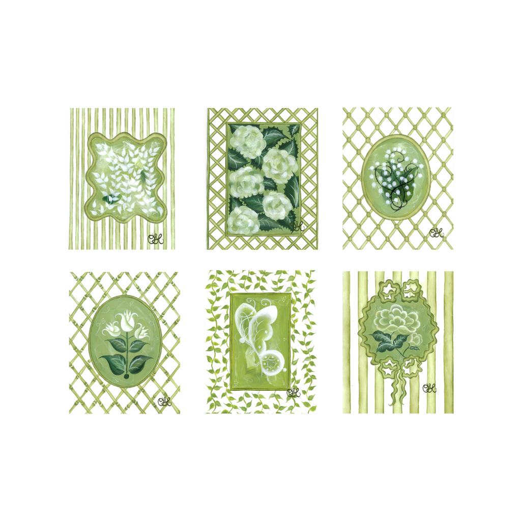 En Vert Botanical Prints, Set of 6