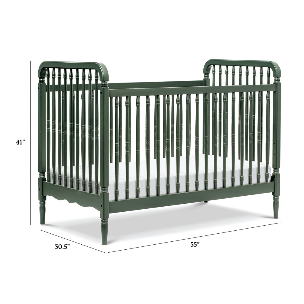 Liberty 3-in-1 Convertible Spindle Crib with Toddler Bed Conversion Kit in Forest Green
