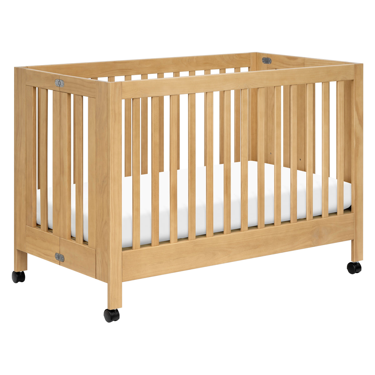 Maki Portable Folding Crib with Toddler Bed Conversion Kit in Honey