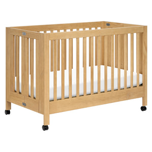 Maki Portable Folding Crib with Toddler Bed Conversion Kit in Honey