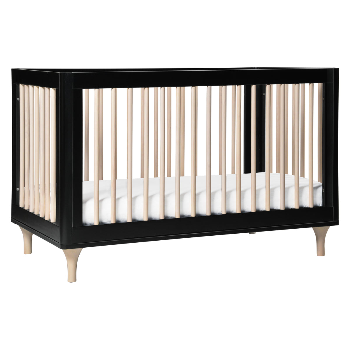 Lolly 3-in-1 Convertible Crib with Toddler Bed Conversion Kit in Black & Washed Natural