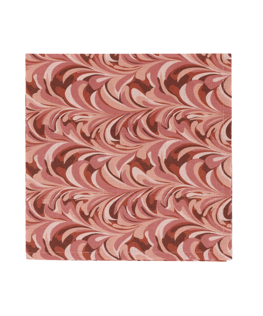 Rebecca Udall, Contemporary Whimsical Marble Linen Napkin, Pink Red