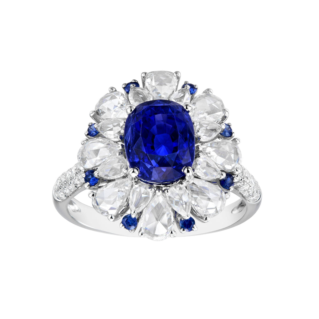 Paran Blue Sapphire and Diamond Cocktail Ring - High Jewelry - RUCHI New York