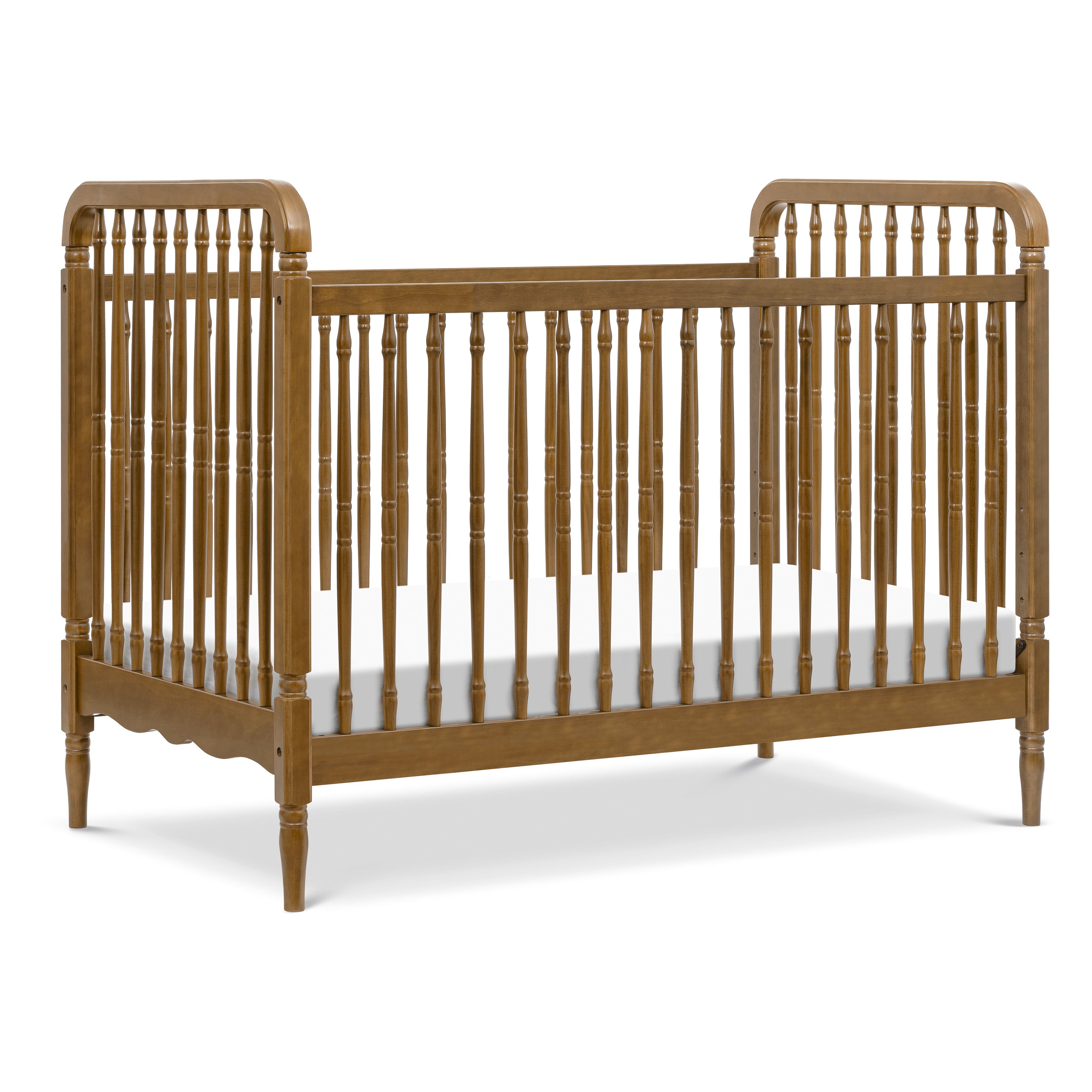 Liberty 3-in-1 Convertible Spindle Crib with Toddler Bed Conversion Kit in Natural Walnut