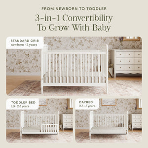Liberty 3-in-1 Convertible Spindle Crib with Toddler Bed Conversion Kit in Warm White