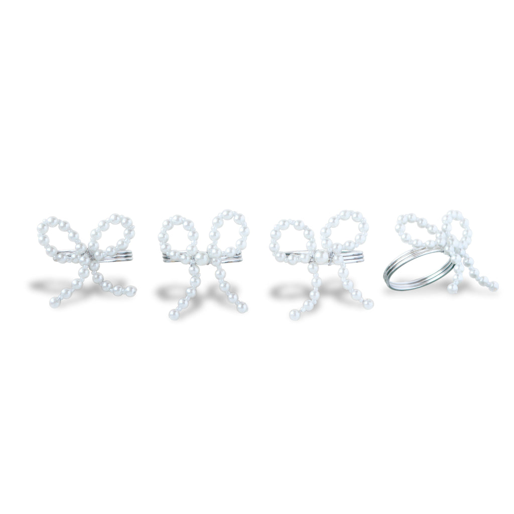 Pearl Bow Napkin Rings (4) bow Chefanie