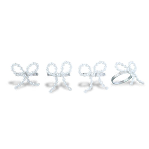Pearl Bow Napkin Rings (4) bow Chefanie