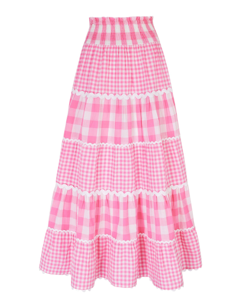 Pink City Prints Candy Floss Gingham Kolkata Skirt