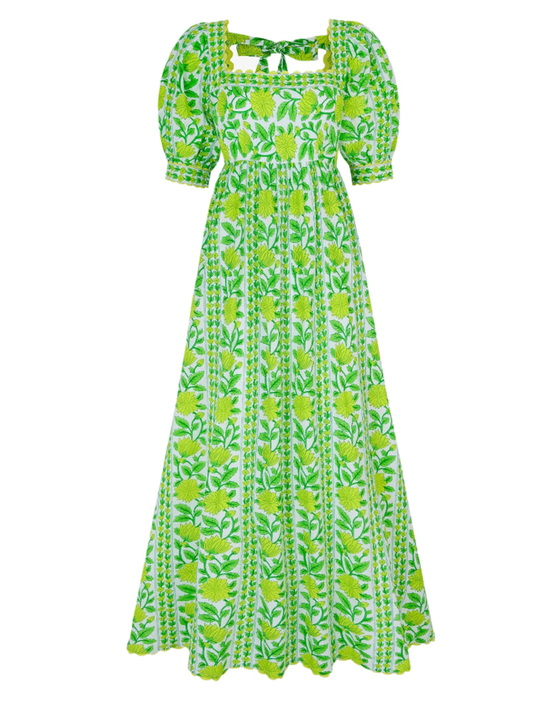 Pink City Prints Lime Border Elizabeth Dress