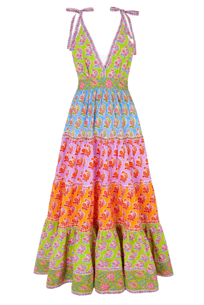 Pink City Prints Rainbow Zinnia Amour Dress