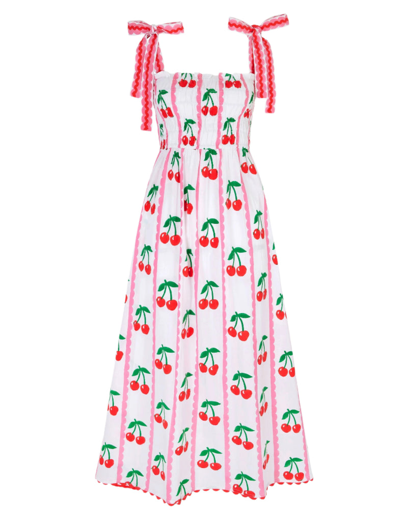 Pink City Prints Scalloped Cherry Immy Dress