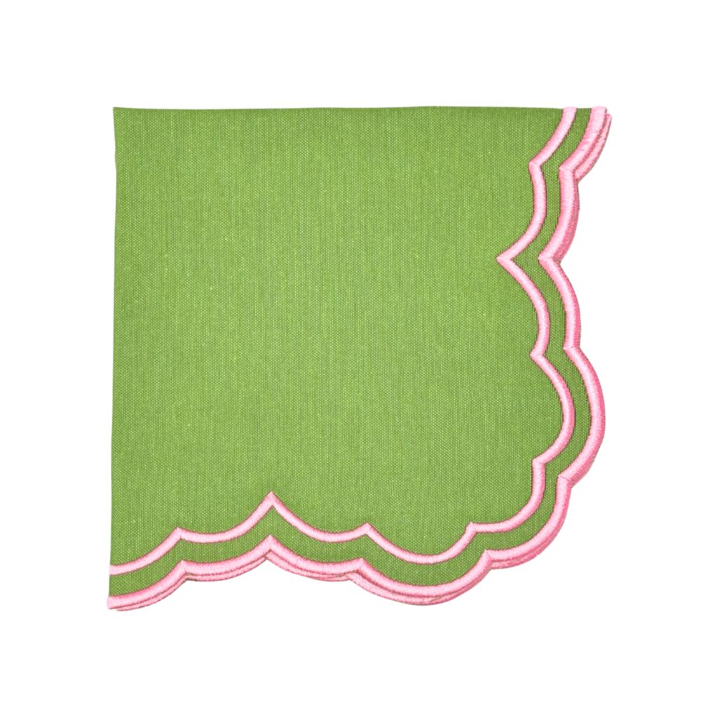 Pink and green luxury embroidered napkin