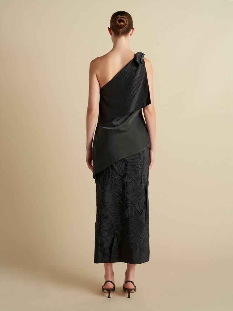 Pinstripe Triangle Draped Top - Marina Moscone