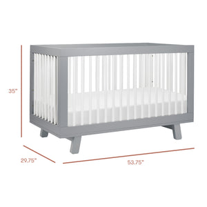 Hudson 3-in-1 Convertible Crib with Toddler Bed Conversion Kit in Grey & White