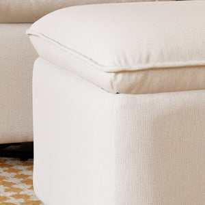 Cali Storage Ottoman in Eco-Performance Fabric | Water Repellent & Stain Resistant in Performance Cream Eco-Weave