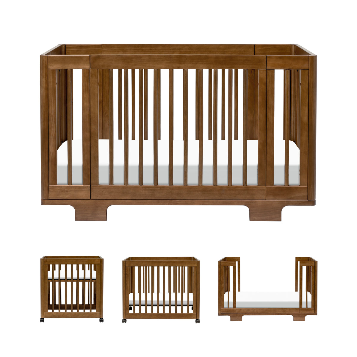 Yuzu 8-in-1 Convertible Crib with All-Stages Conversion Kits in Natural Walnut