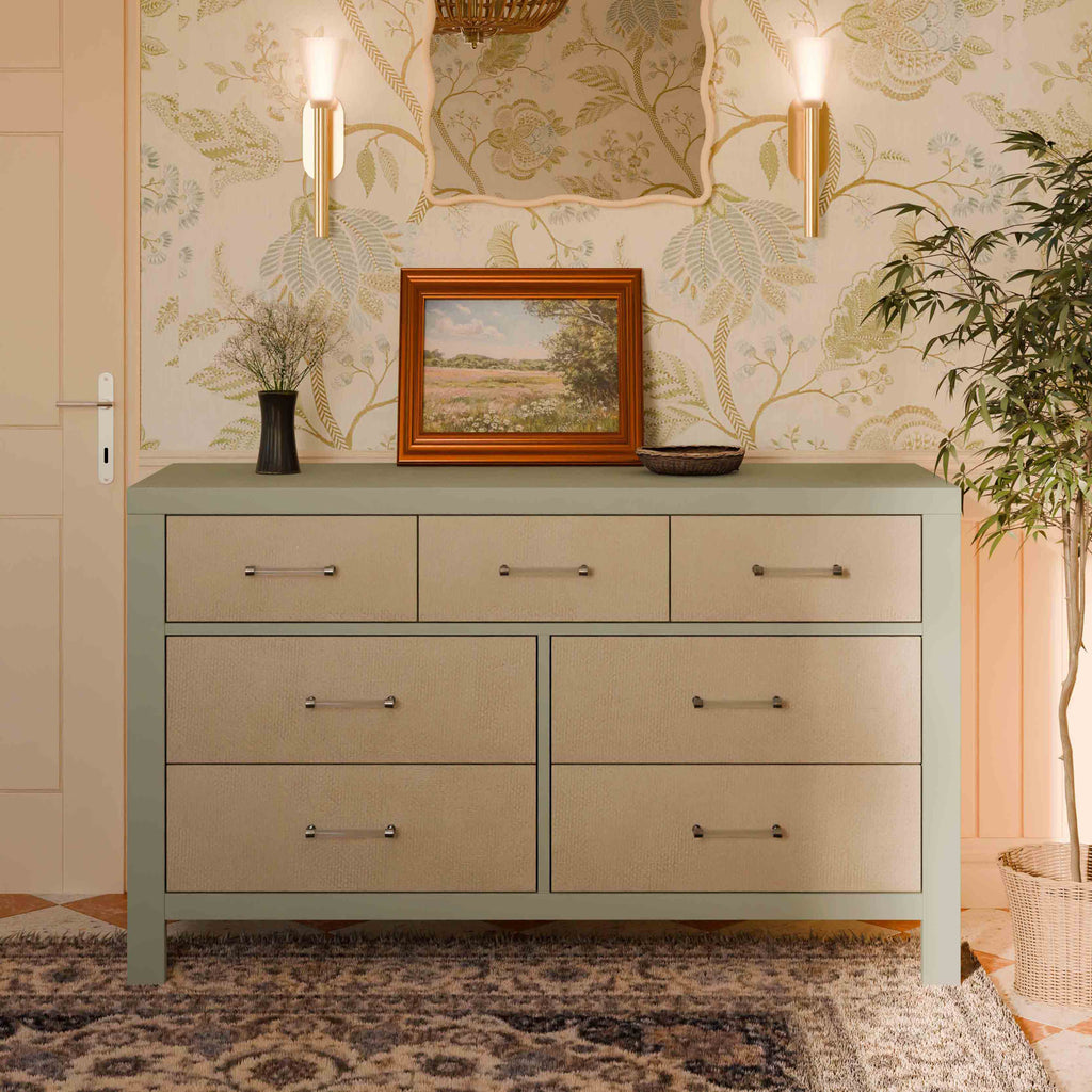 Eloise 7-Drawer Assembled Dresser in French Sage and Performance Sand Eco-Weave