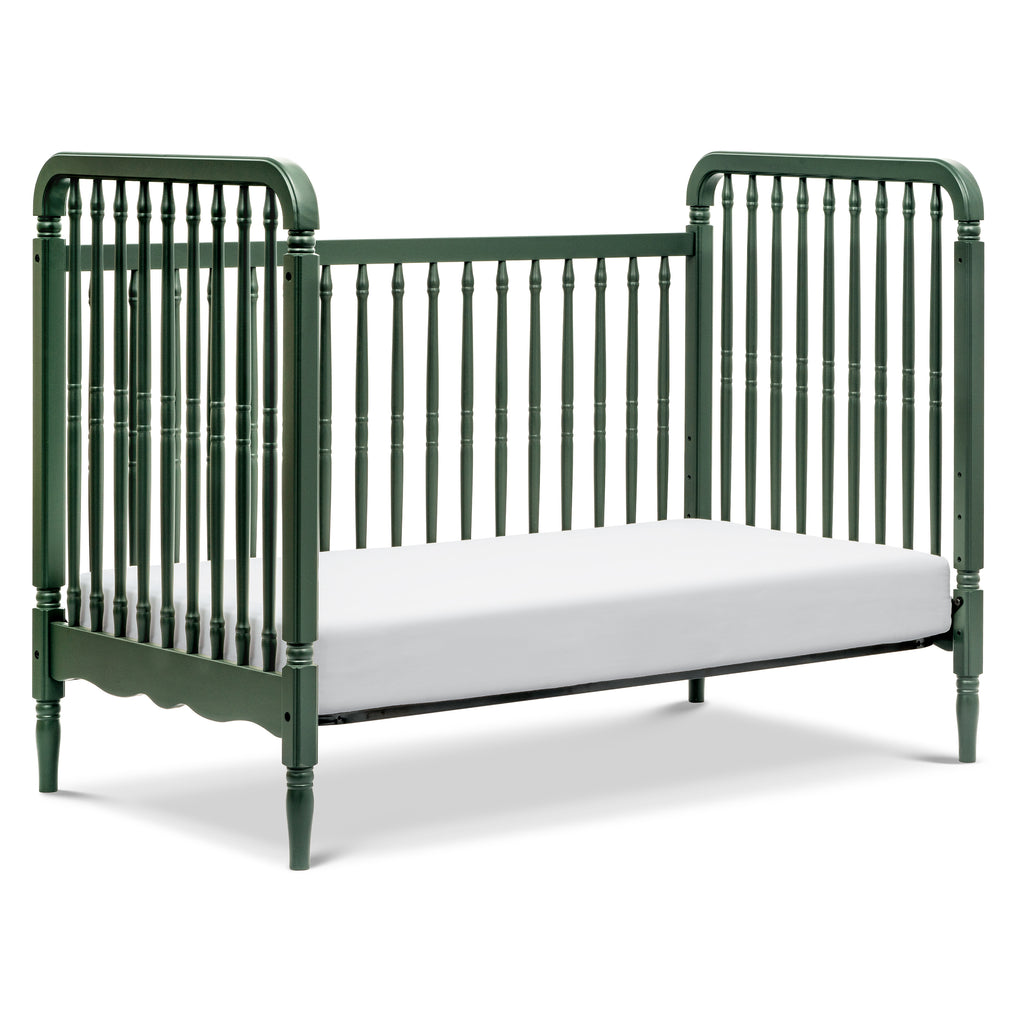 Liberty 3-in-1 Convertible Spindle Crib with Toddler Bed Conversion Kit in Forest Green